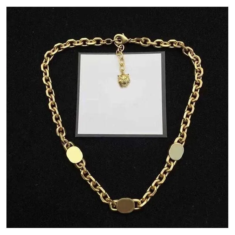 women chain choker gold necklace designer stainless steel punk brand letter bracelets necklaces vintage hip hop pendant jewelry set