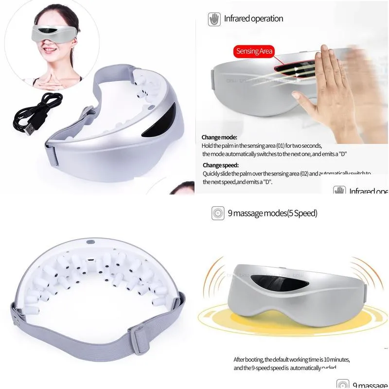 massager 5 speed 350ma vibration eye massager mask wireless gesture sensing usb charging brain electric health care tools stress