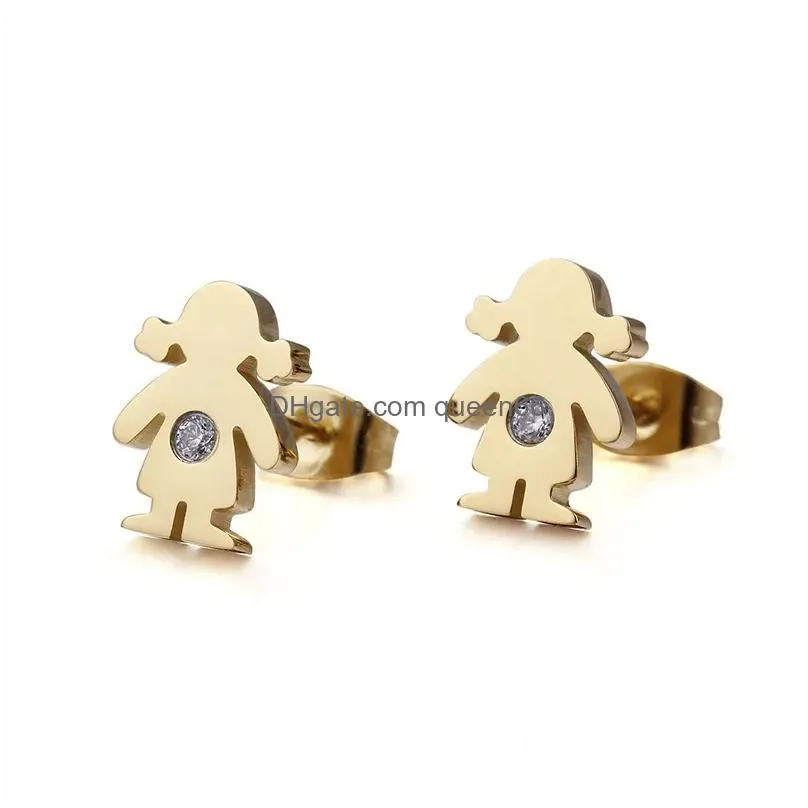 Stud Earrings Fashion Jewelry Simple Glossy Little Girl Drop Delivery Dhjls