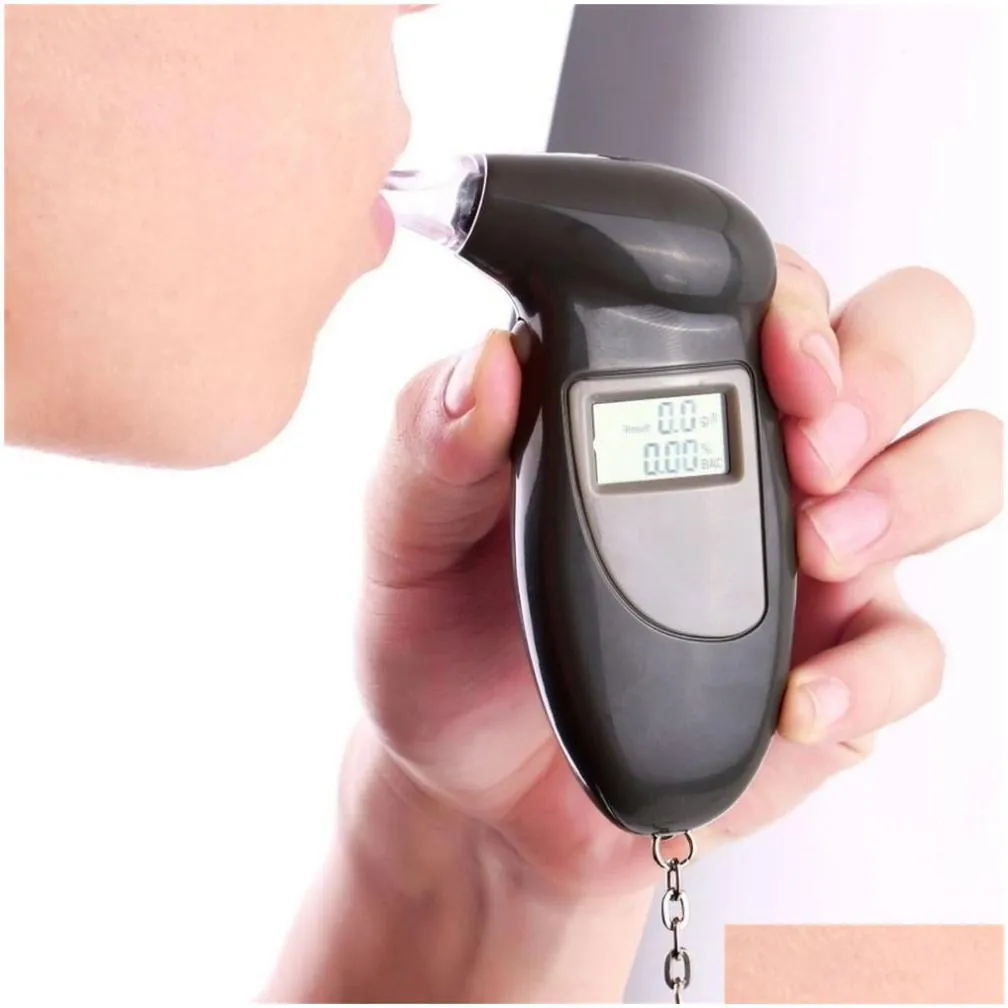 Alcoholism Test Lcd Display Digital Alcohol Tester Professional Police Alert Breath Device Breathalyzer Analyzer Detector Test Df Drop Dhdrj