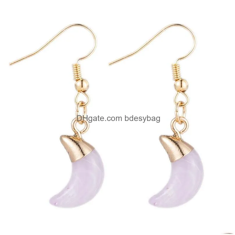 Handmade Gold Plated Resin Moon Pendant Dangle Earring Jewelry For Women Girl Party Decor Fashion Accessories
