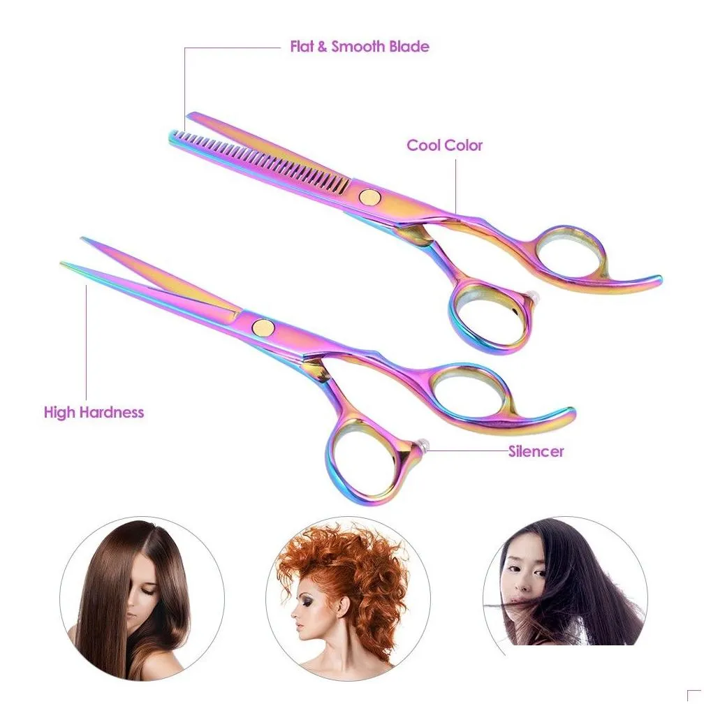 2pcs hair cutting set hair thinning scissor hairs shear kit for hairdressing salon haircut tool toadult & children
