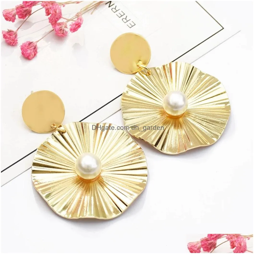 idealway 2 Colors Fashion Silver Gold Metal Pearl Drop Earrings for Women Boho Wedding Party Jewelry Gift