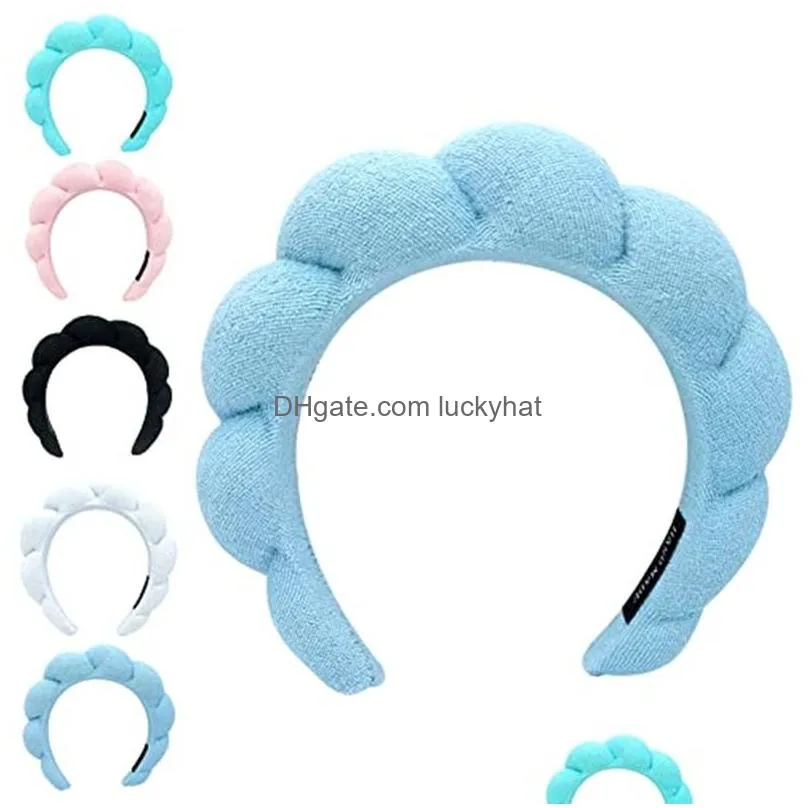 Headbands Mimi And Co Spa Headband For Women Sponge Washing Face Makeup Skincare Puffy Terry Towel Cloth Fabric Head Band Drop Delive Dhfby