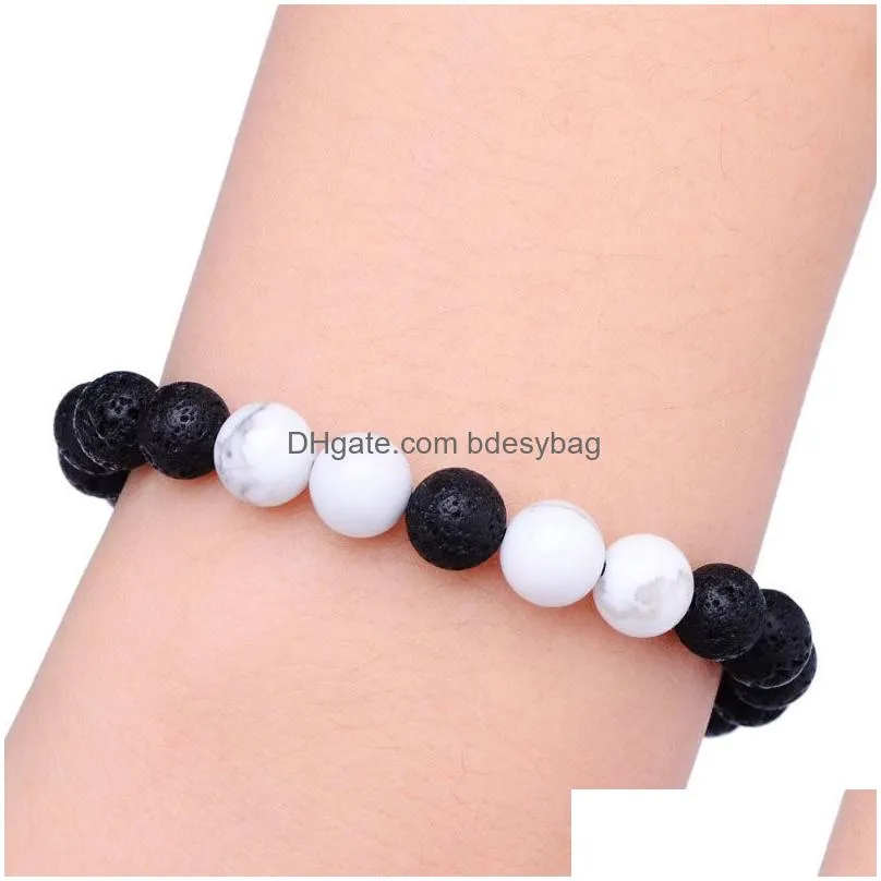 8mm Natural Stone Handmade Rope Beaded Charm Bracelets For Women Men Lover Party Club Fashion Jewelry