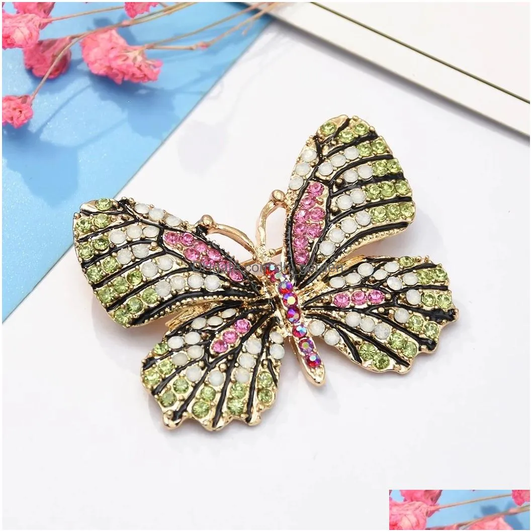 Cute Butterfly Brooches For Women Rhinestone Crystal Dress Accessories Gift Brooches