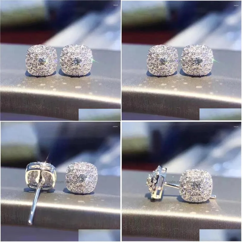 Stud Earrings New Dazzling For Women Micro Paved Crystal Cubic Zirconia Delicate Bride Wedding Earring Fashion Luxury Jewelry Drop De Dhhju