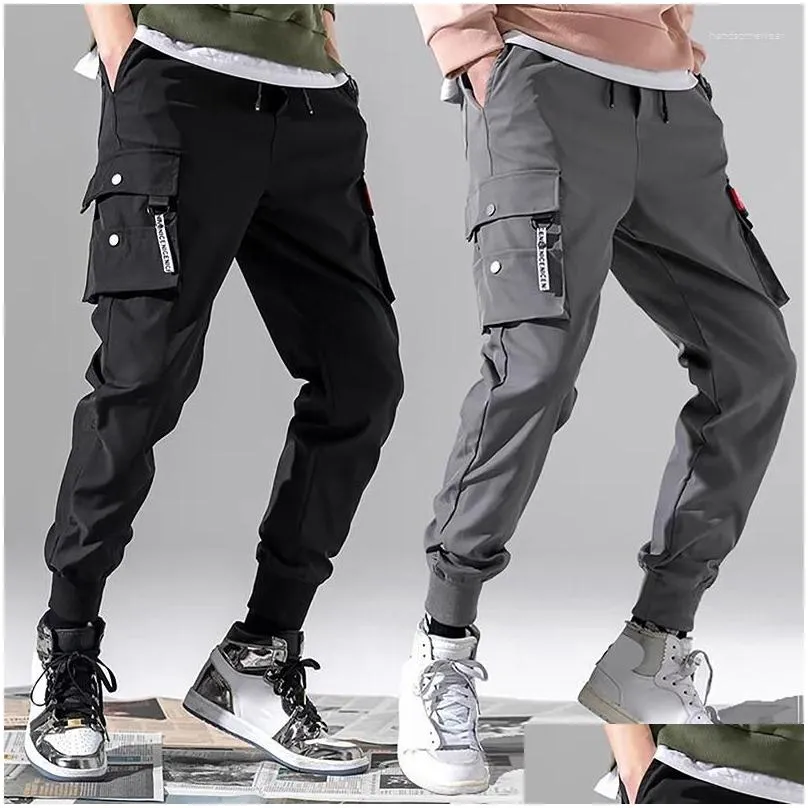 Men`S Pants Hip Hop Joggers Cargo Pants Men Harem Mti-Pocket Ribbons Man Sweatpants Streetwear Casual Mens Techwear Drop Delivery App Dhwef