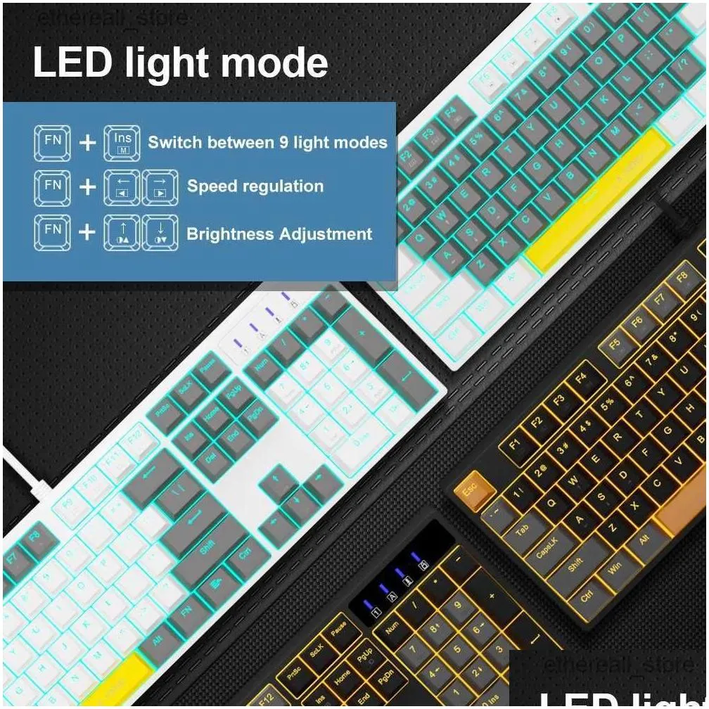 keyboards e-yooso z14 usb mechanical gaming wired keyboard red blue switch monochrome led backlit 104 key gamer for computer laptop