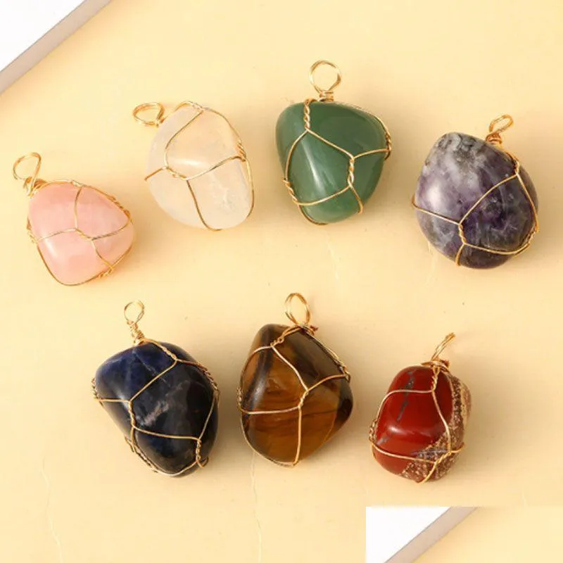 Irregular Natural Crystal Stone Gold Plated Pendant Necklaces For Women Girl Men Party Club Decor Jewelry With Chain