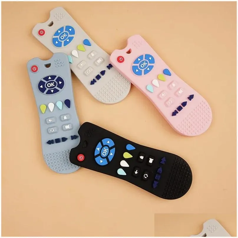 food grade silicone tv remote control teether toy baby sensory rodent gum pain relief teething chew toys