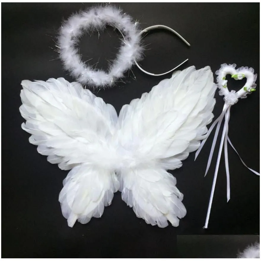 feather butterfly fairy angel wings costume accessories for kids adults black white red pink