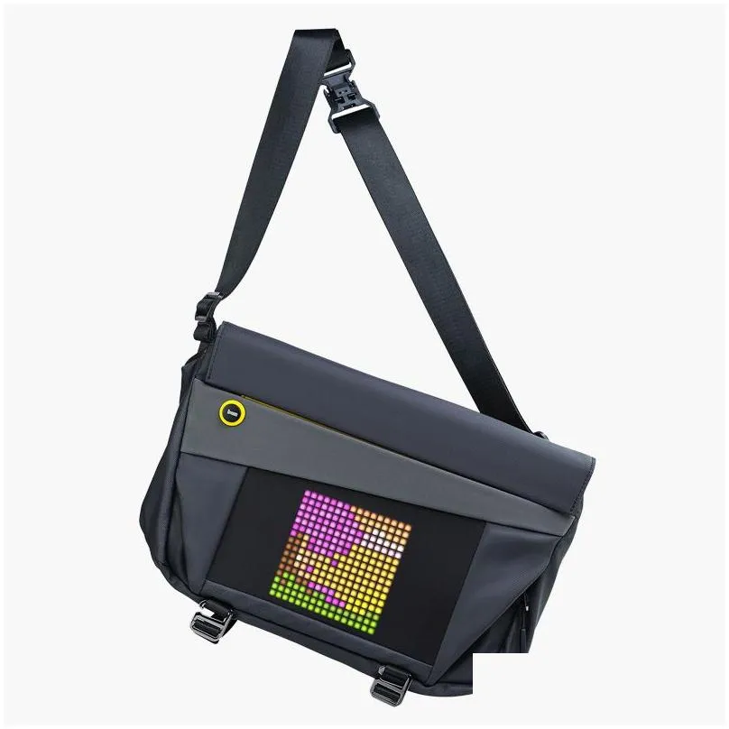 divoom sling bag-v customizable pixel art fashion design outdoor sport waterproof mens and women`s messenger bag birthday gift