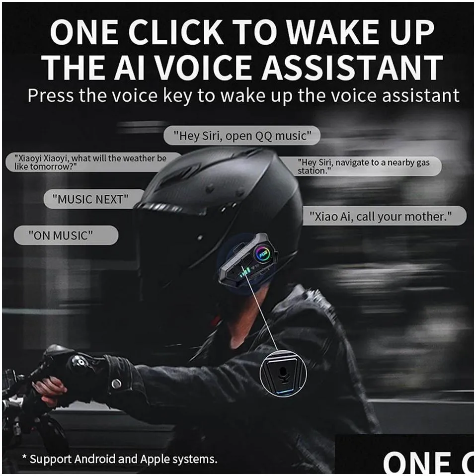 y10 motorcycle helmet headset bluetooth v5.3 voice contro motorcycle wireless hands-on talking headset waterproof