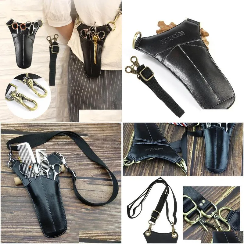 hair salon leather hair scissors comb brushes bag pack salon stylist hairdresser shears holster case with strap kappers tas koffer