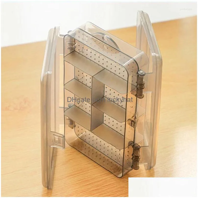 Jewelry Pouches, Bags Jewelry Pouches Transparent Plastic Storage Box 10-Compartment Adjustable Container For Beads Earring Rec Case D Dhn2W