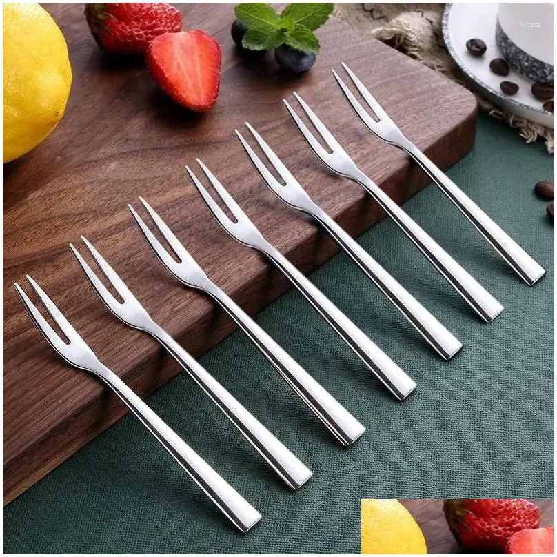 forks 10pcs 304 stainless steel cocktail dessert fork appetizer snack cake fruit set