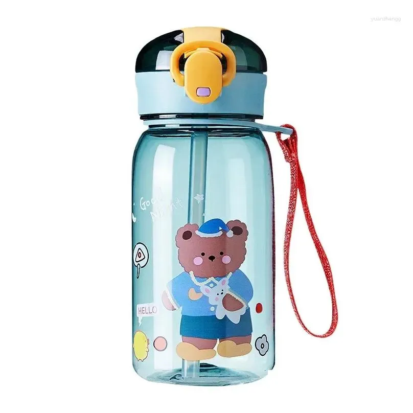 water bottles drink lovely kids cup cartoon sippy straw leakproof with children`s kawaii bottle outdoor portable