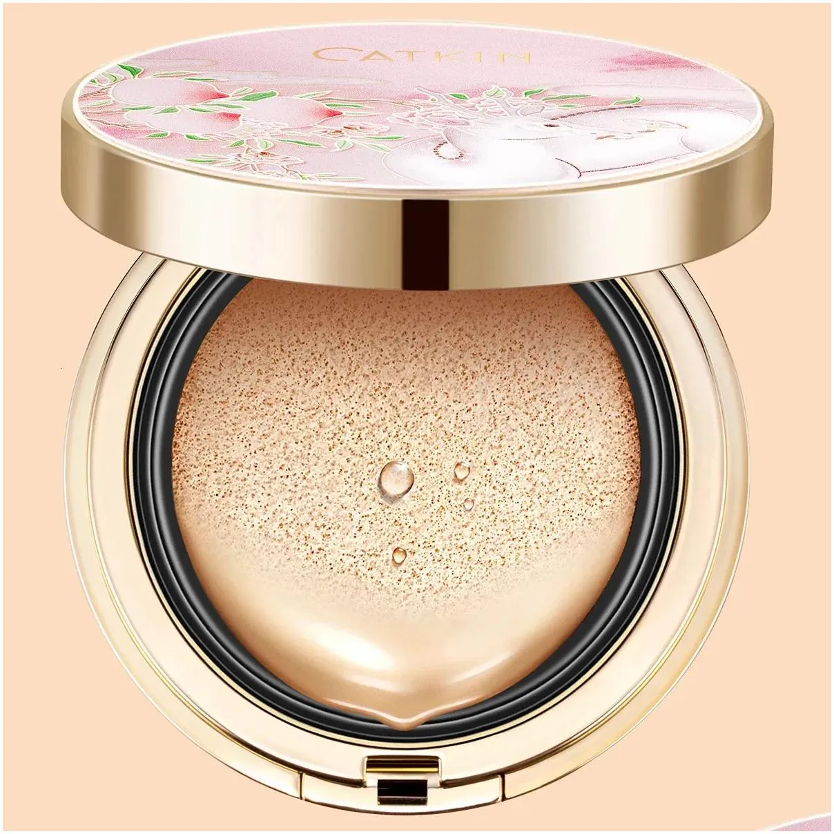 catkin bb cream air cushion foundation full coverage moist natural matte finish face makeup with 2 refills beige 240220