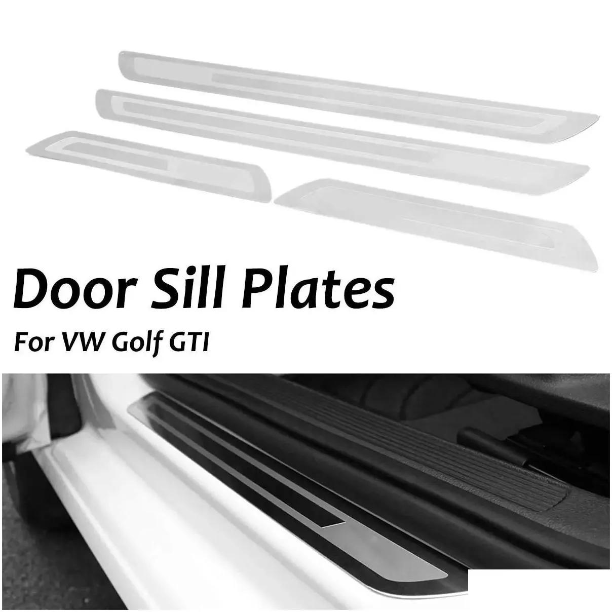 for  vw golf 5 6 7 7.5 8 gti r-line jetta polo t-roc troc touran passat ultra thin car door sill plate kits scuff plate