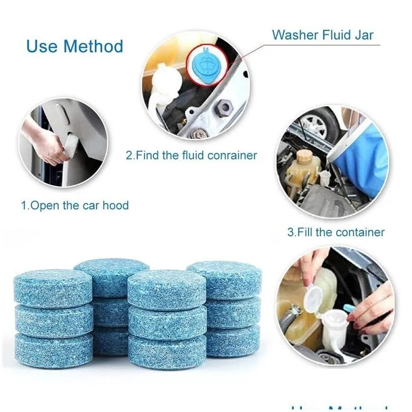Other Care Cleaning Tools 100Pcs Car Window Washing Effervescent Tablets Solid Cleaning Windshield Washer Fluid Glass Toilet Accessori Dhd97