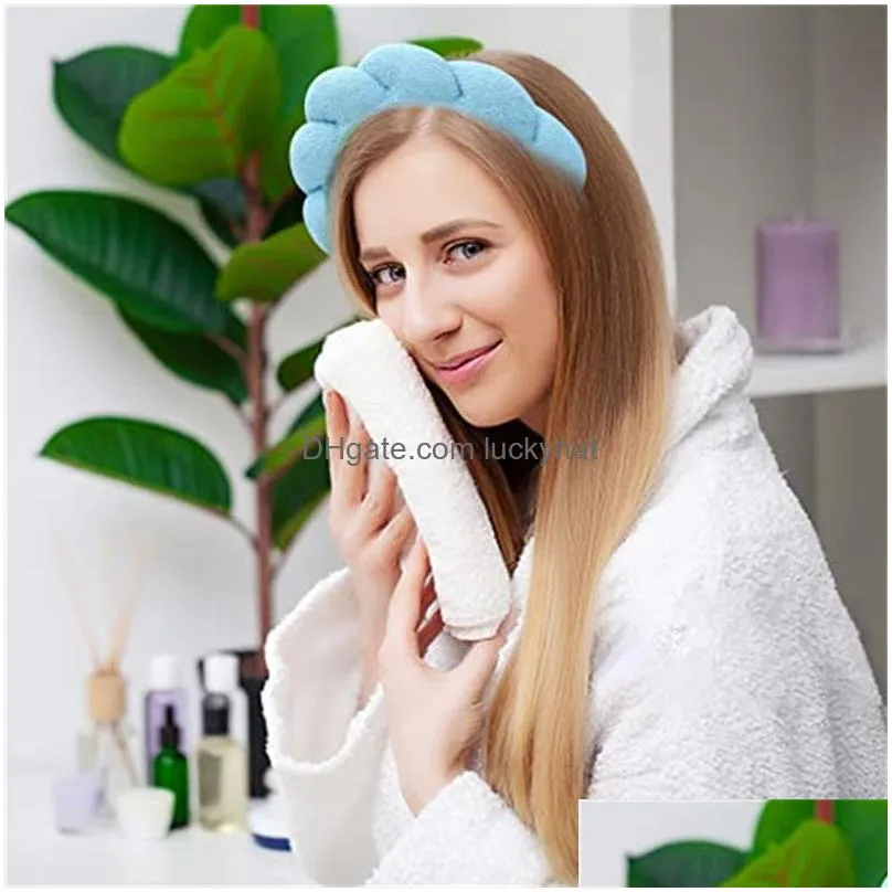 Headbands Mimi And Co Spa Headband For Women Sponge Washing Face Makeup Skincare Puffy Terry Towel Cloth Fabric Head Band Drop Delive Dhfby