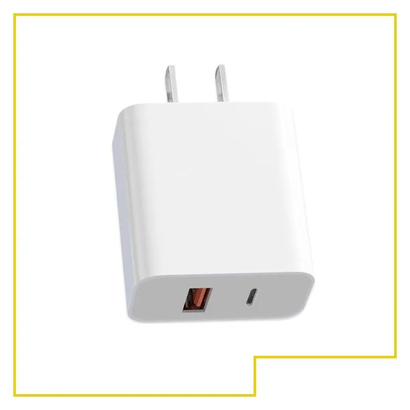 type c usb dual port 2.1a output wall chargers for new iphone 12 13 pro max power adapter poly bag