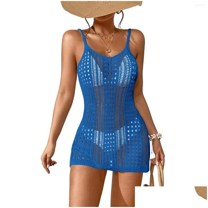 Basic & Casual Dresses Women S Cloghet Hollow Out Swimsuit Er Up Stylish Mesh Tunic Beach Dress For Swimwear Summer Drop Delivery App Dhi01