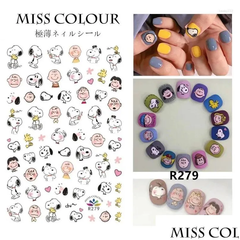 nail stickers 2024 1pcs art sticker avocado tulip animal pattern charm back glue designs decoration manicure