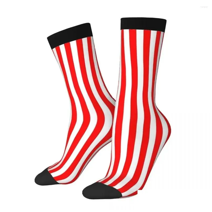 men`s socks red and white vertical stripes harajuku high quality stockings all season accessories for man woman christmas gifts