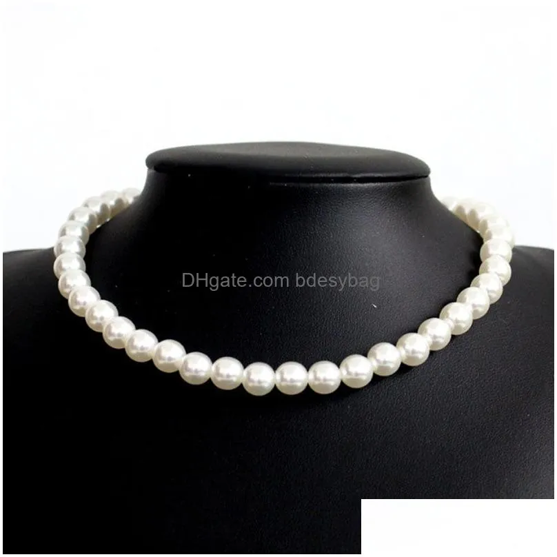 Chokers 4Mm 6Mm 8Mm 10Mm Pearl Beaded Chokers Necklaces Jewelry For Women Girl Party Club Wedding Fashion Accessories Drop Delivery Je Dhyq3