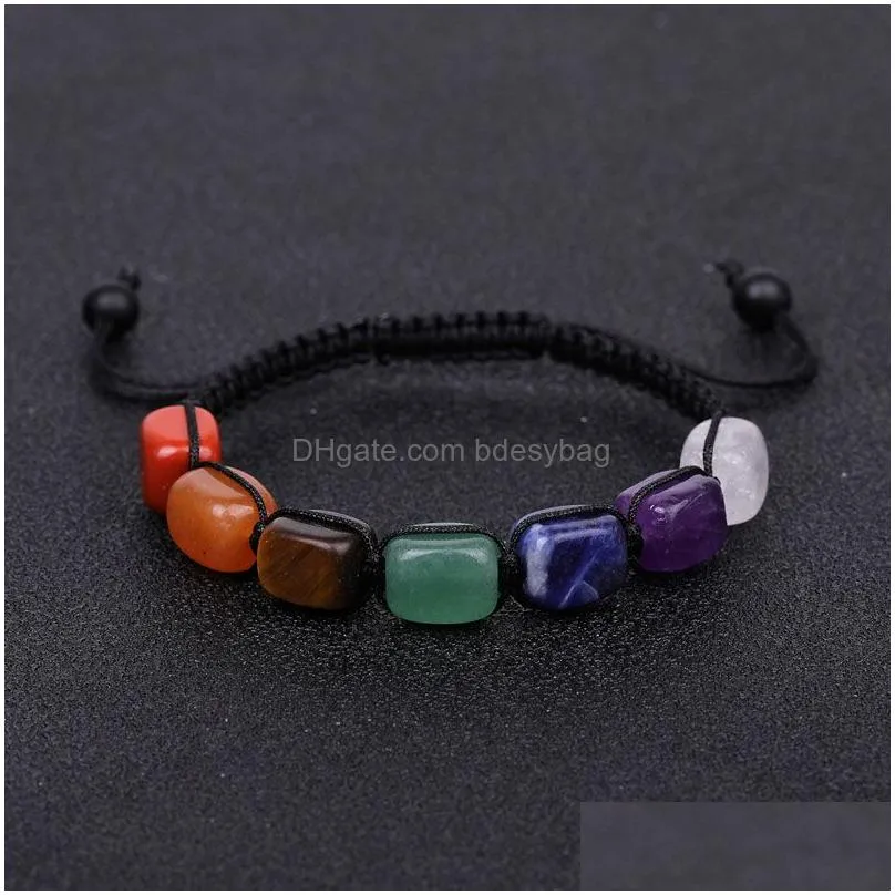 Natural Crystal Stone Handmade Rope Braided Beaded Charm Bracelets For Women Men Party Club Adjustable Yoga Jewelry