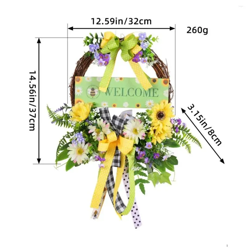 decorative flowers front door spring wreath ornament hanging garland for porch