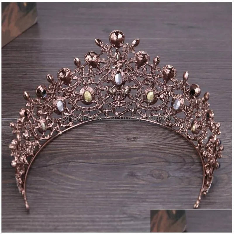 luxury bridal crown sparkle rhinestone crystals roayal wedding crowns crystal headband hair accessories party tiaras baroque chic 292r