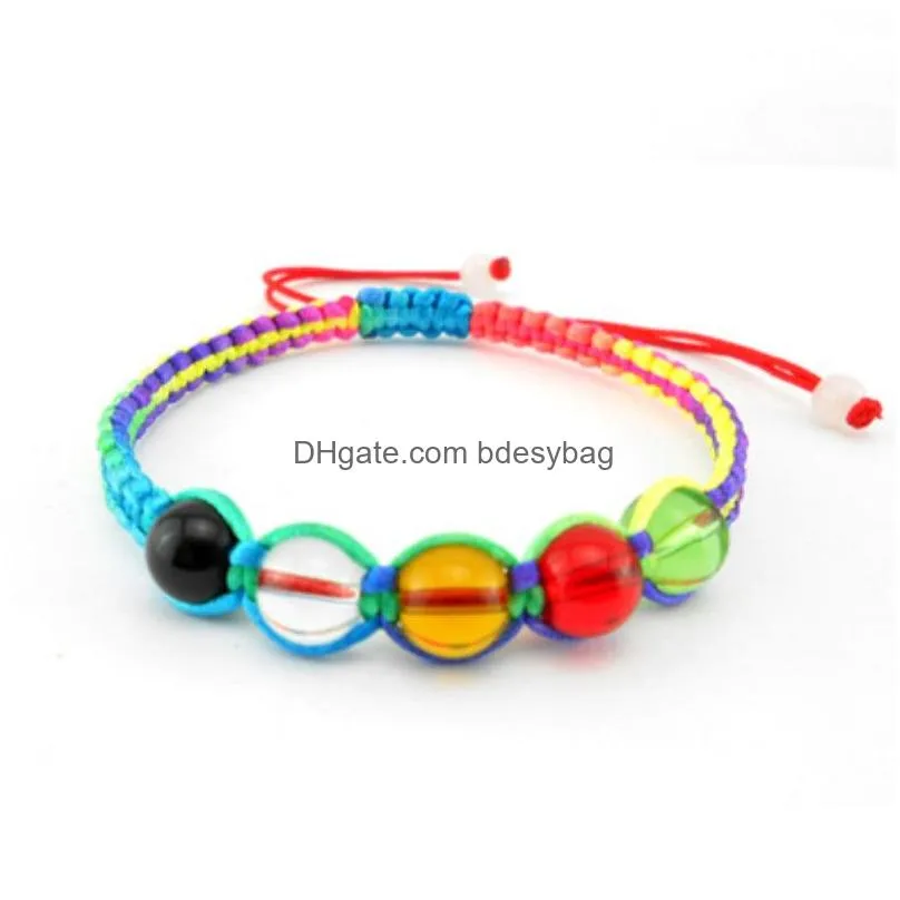 Handmade Woven Braided Rope Glass Beaded Bracelets For Women Men Lover Adjustable Decor Charm Jewelry