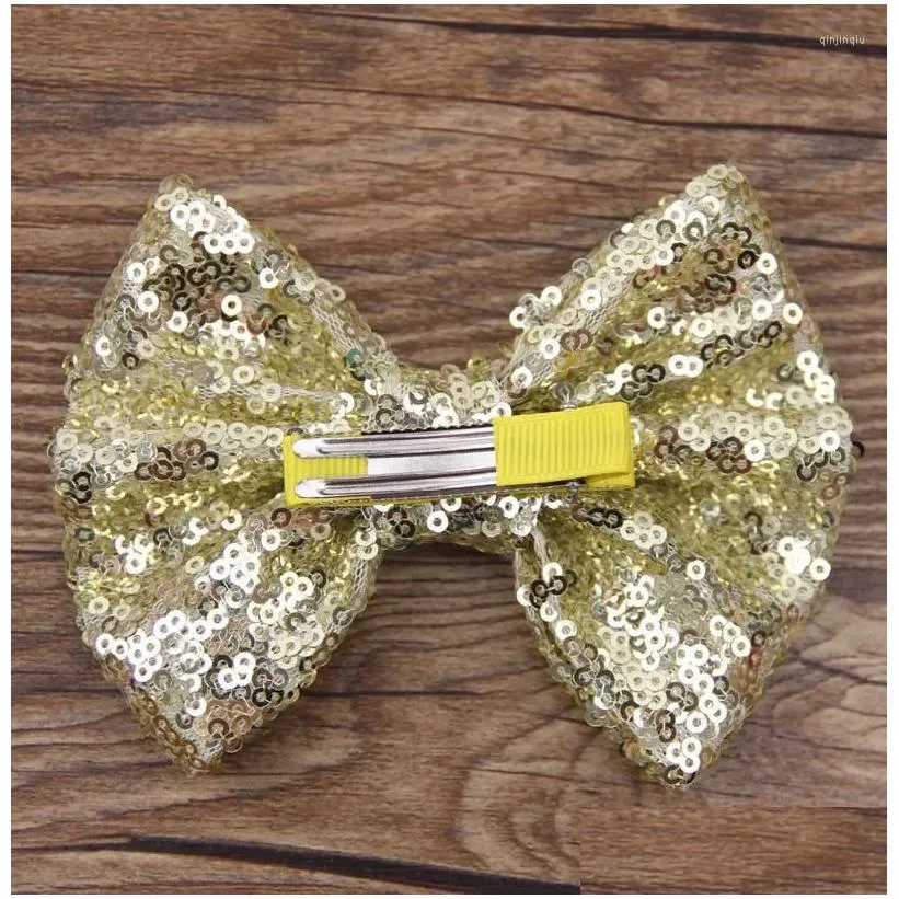 hair accessories diy big sequins bows on alligator clip children bling bow clips baby hairclip girl 400pcs/lot