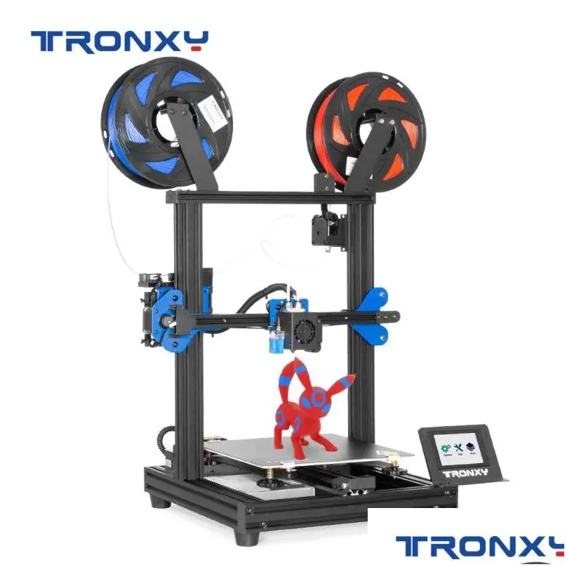 printers tronxy 3d printer xy-2 pro-2e  2-in-1-out i3 fdm dual color printing size 255x255x245mm compatible with flexible