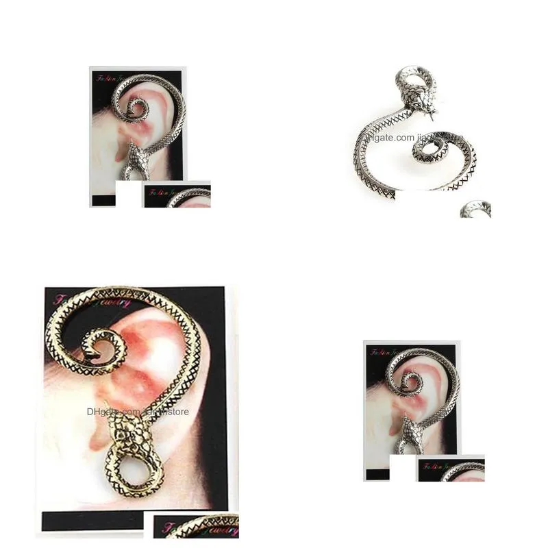 Stud New Punk Rock Earrings Sier Metal Wrap Snake Shape Ear Cuff Stud Clip One Piece 1 Lot Drop Delivery Jewelry Earrings Dhzrn