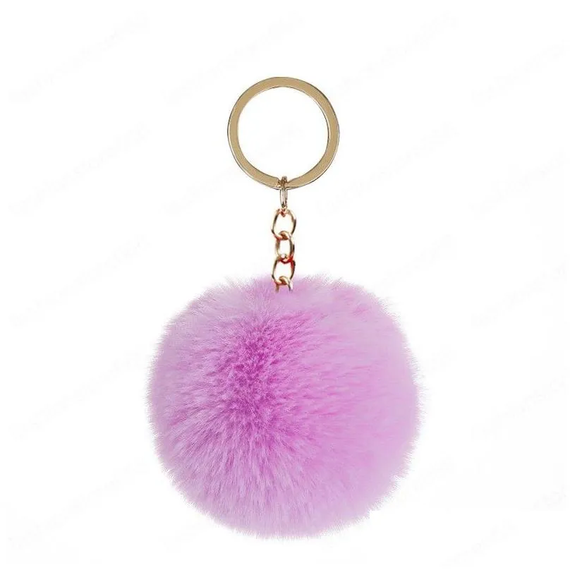 16 colors fluffy fur keychain soft faux rabbit fur ball car keyring pompom key chains women bag pendant jewelry gifts