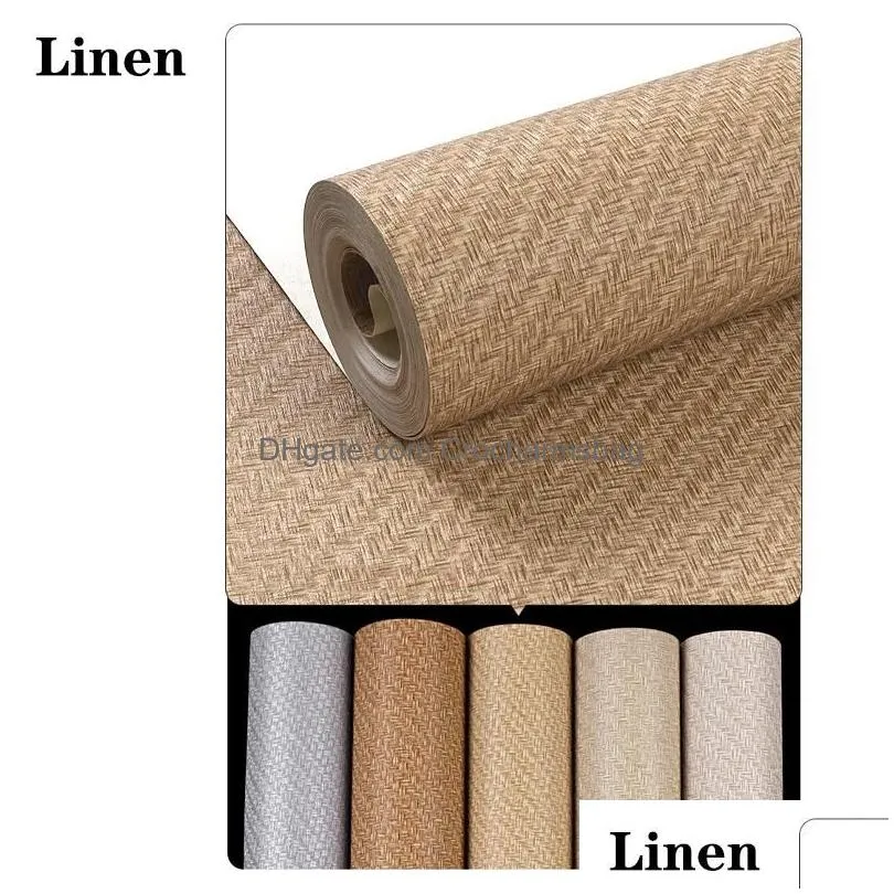 Wallpapers Modern Solid Color St Linen Wallpaper Pvc Brown Grey Wall Paper Roll Living Room Bedroom Tv Background Home Drop Delivery Dhwnp