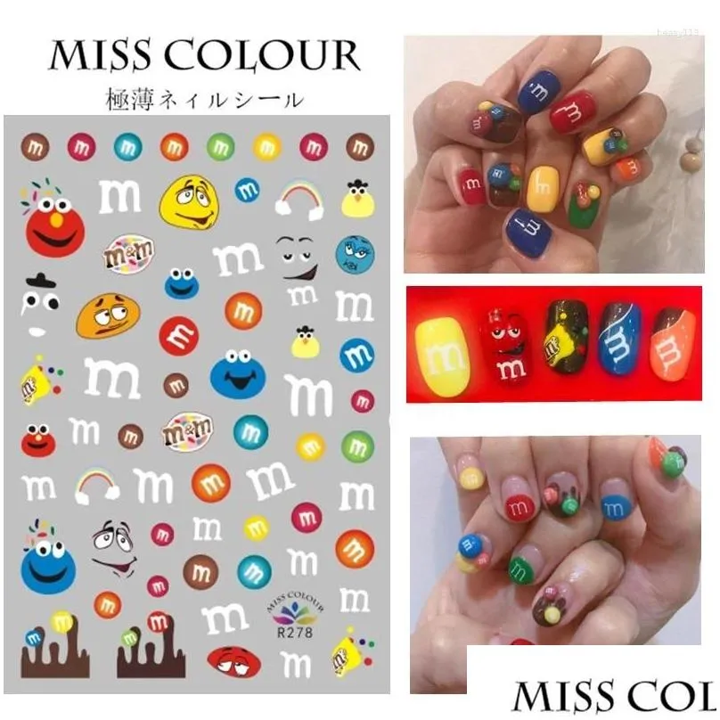 nail stickers 2024 1pcs art sticker avocado tulip animal pattern charm back glue designs decoration manicure