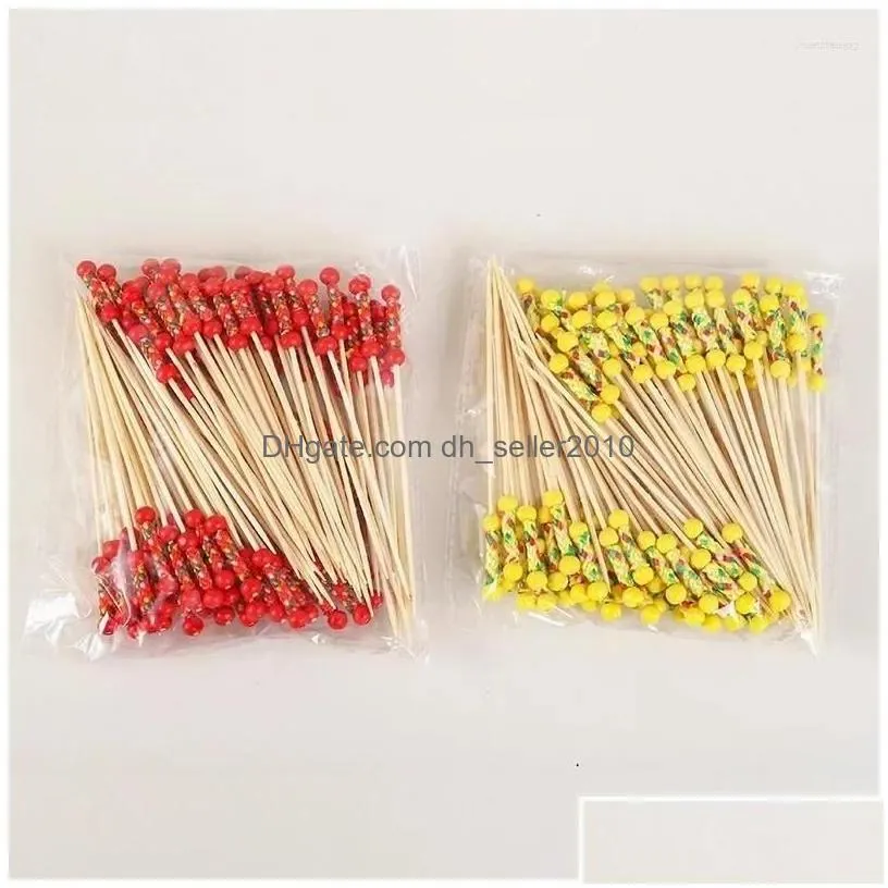 Forks 100Pcs 12Cm Disposable Bamboo Picks Fruit Cocktail Handmade Tooticks Picnic Party Supplies Decoration Fork Bento Drop Delivery Dhgvg