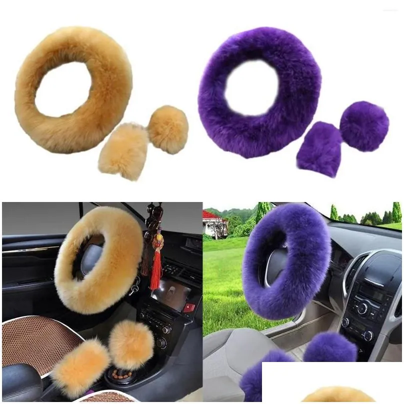 steering wheel covers plush cover wear resistant car accessories protector handle sleeve