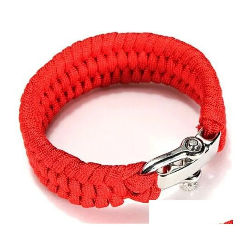 outdoor survival emergency paracord shackle adjustable u buckle handmade paracord climbing rope cord custom made bracelets camping