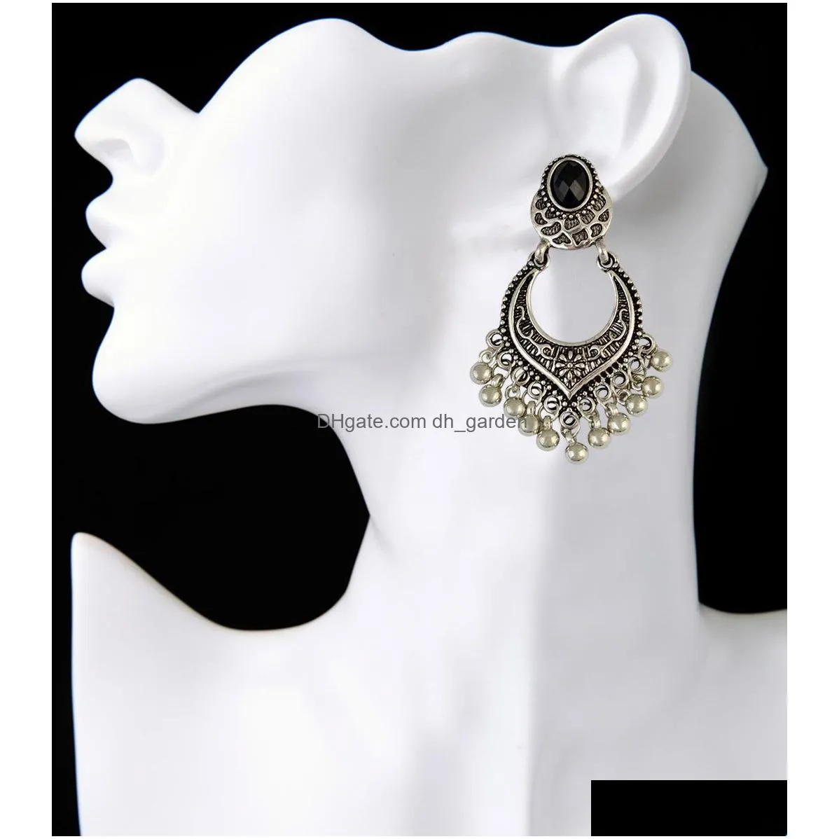 Fashion Bohemian Vintage Gold Silver Plated Carving Drop Shape Dangle Earrings For women Jewelry