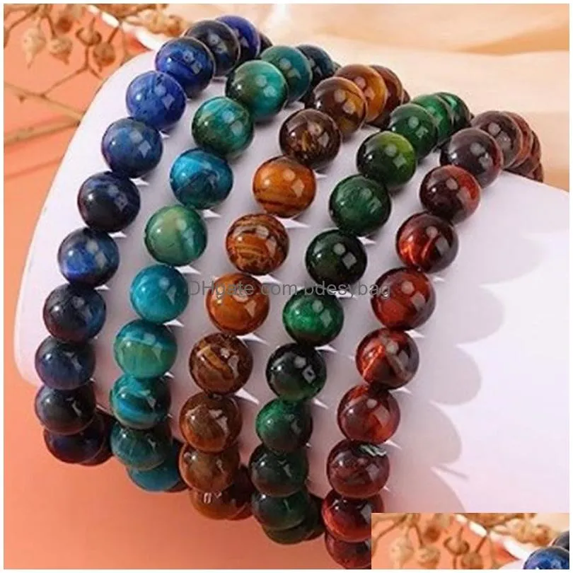 Beaded 8Mm Natural Stone Handmade Beaded Strands Charm Bracelets 5Pcs Set Party Club Yoga Sports Jewelry For Men Drop Delivery Jewelr Dhnyt