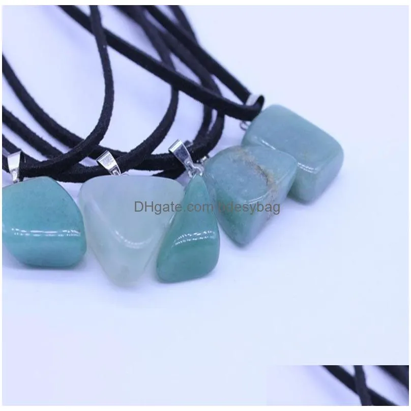 Irregular Natural Original Energy Stone Pendant Necklaces For Women Men Party Jewelry With Rope Chain
