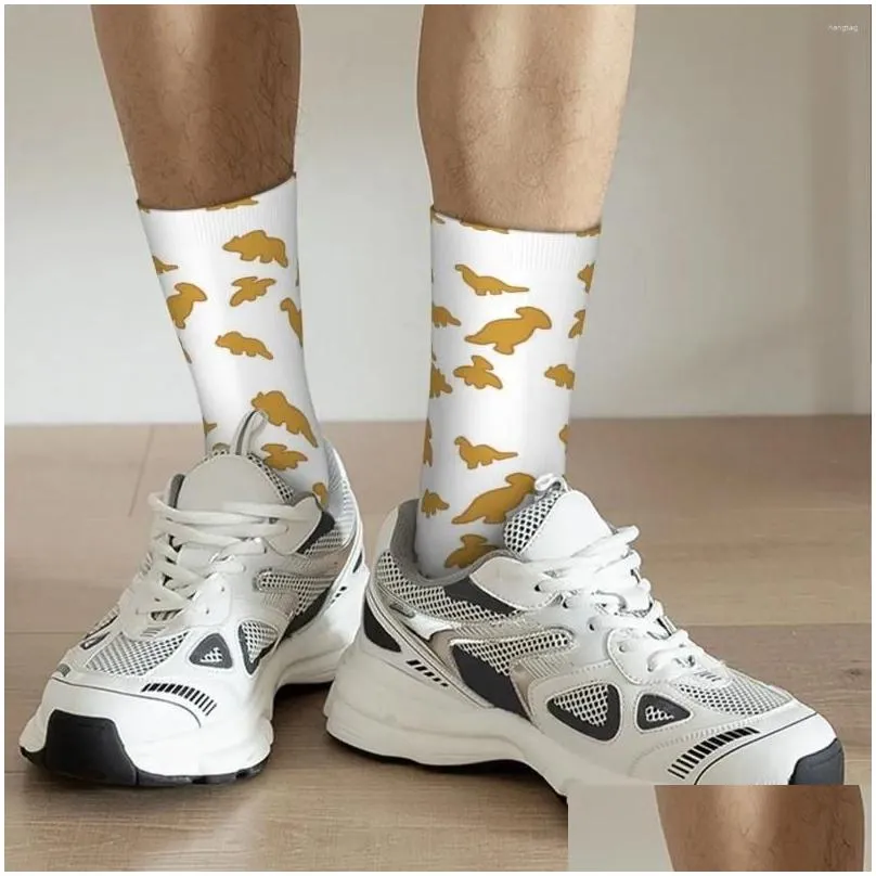 men`s socks all seasons crew stockings dino chicken nuggets harajuku hip hop long accessories for men women birthday present