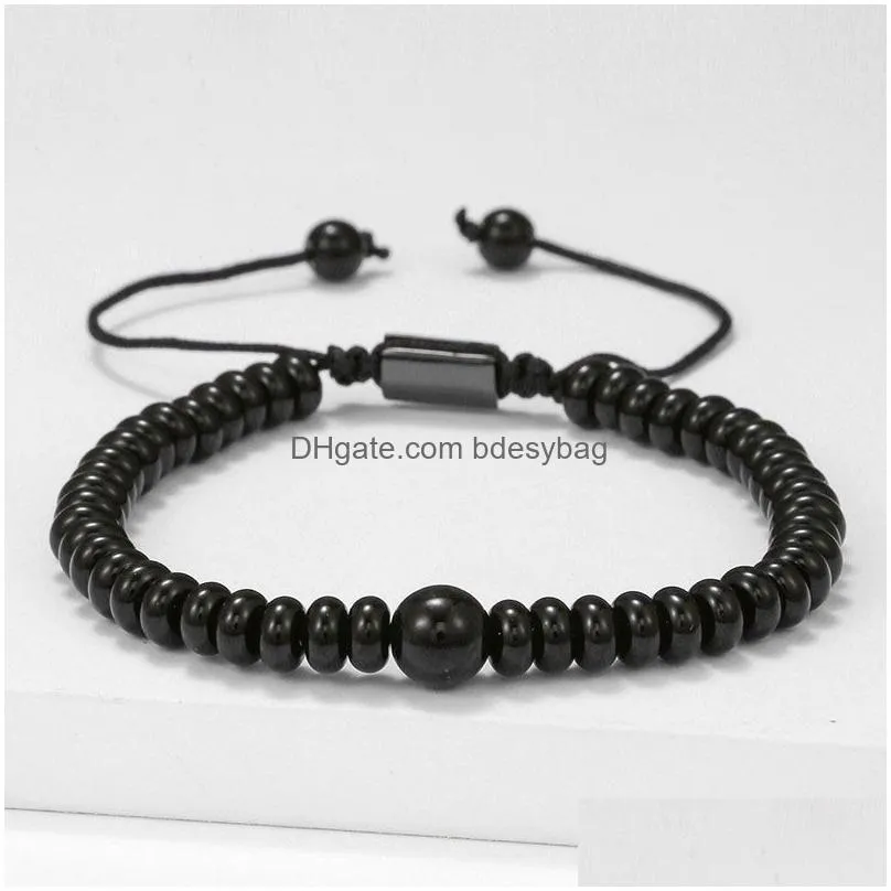 Natural Stone Handmade Rope Braided Beaded Charm Bracelets Adjustable Bangle Party Club Jewelry For Men