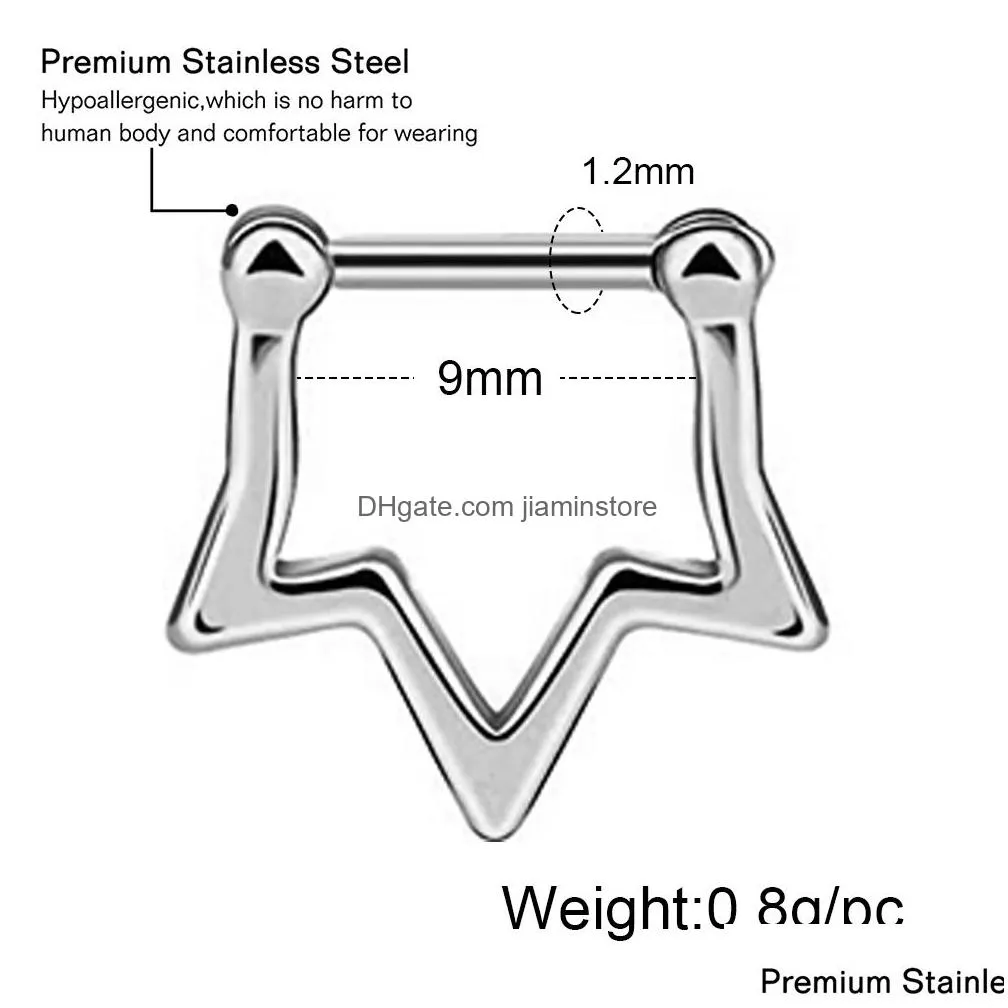 Stainless Steel Septum Clicker Ring Cartilage Helix Tragus Hoop Daith Earrings Nose Rings Hoop Hinged Segment Clicker Piercing